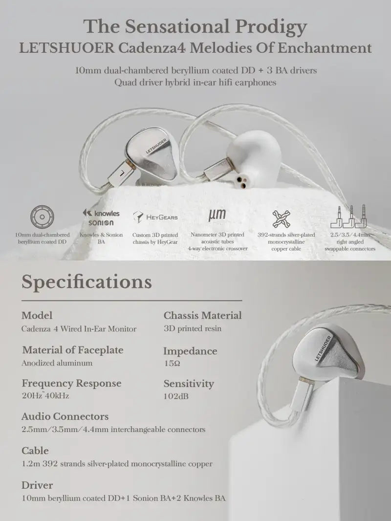 LETSHUOER Cadenza 4 Quad Driver Hybrid In-Ear Monitor LETSHUOER Cadenza 4 Quad Driver Hybrid In-Ear Monitor