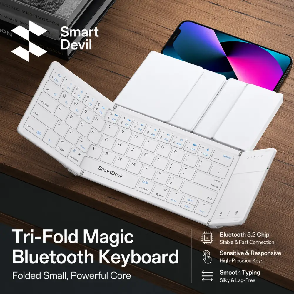 SmartDevil Tri-Fold Wireless Bluetooth Keyboard with Touchpad