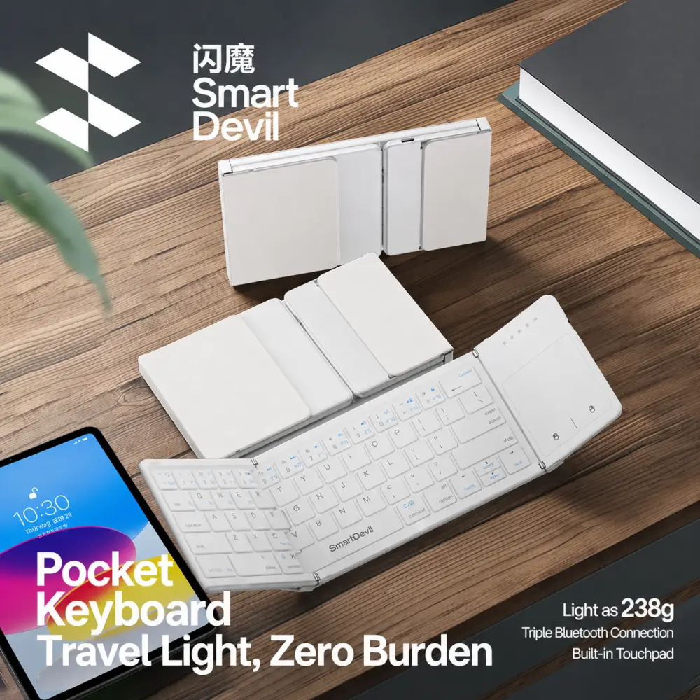 SmartDevil Tri-Fold Wireless Bluetooth Keyboard with Touchpad