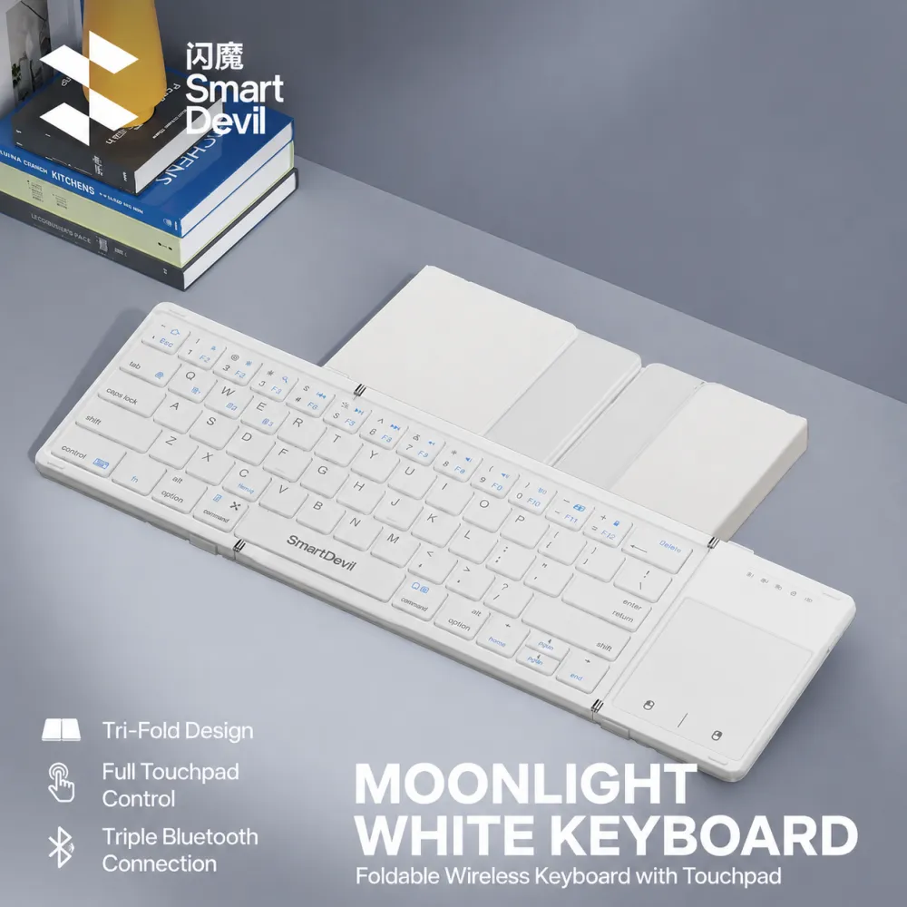 SmartDevil Tri-Fold Wireless Bluetooth Keyboard with Touchpad
