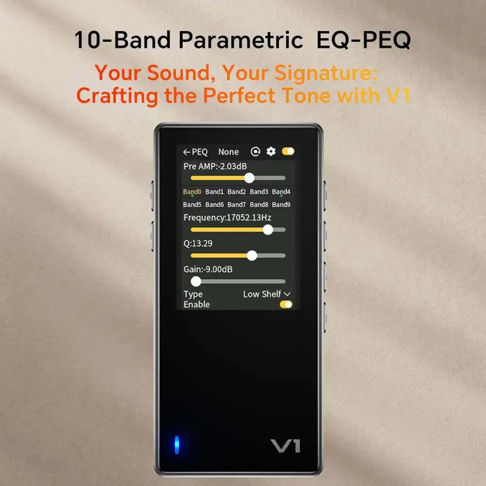 TempoTec Variations V1 portable Hi-Res music player with 10-band parametric EQ (PEQ) for customizable audio tuning
