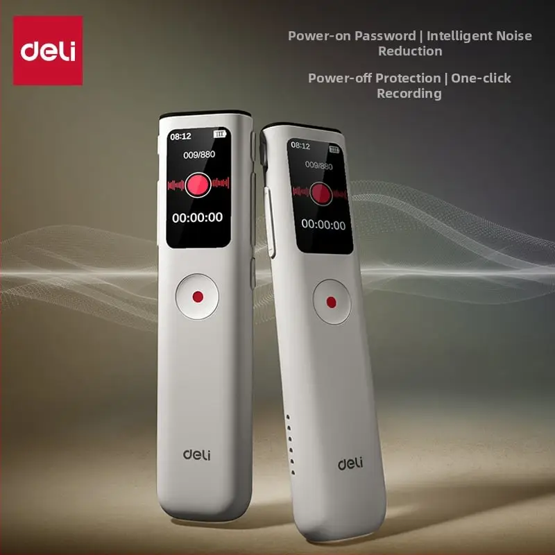 Deli MP305 8GB Voice Recorder for Lectures & Meetings Deli MP305 8GB digital voice recorder with display and one-click recording