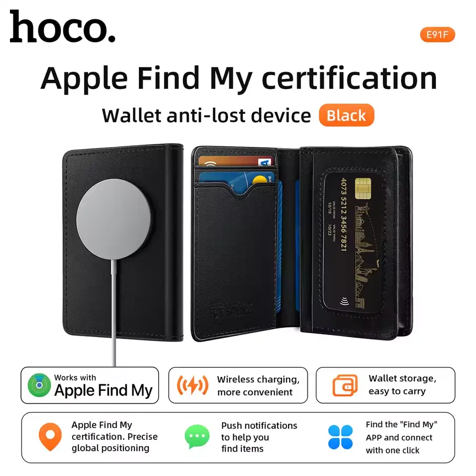 Hoco E91F Smart Wallet with Apple Find My support and wireless charging