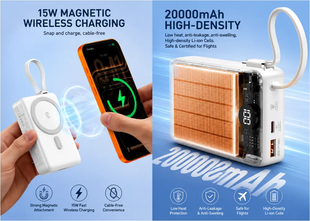 LDNIO 20000mAh Wireless Power Bank