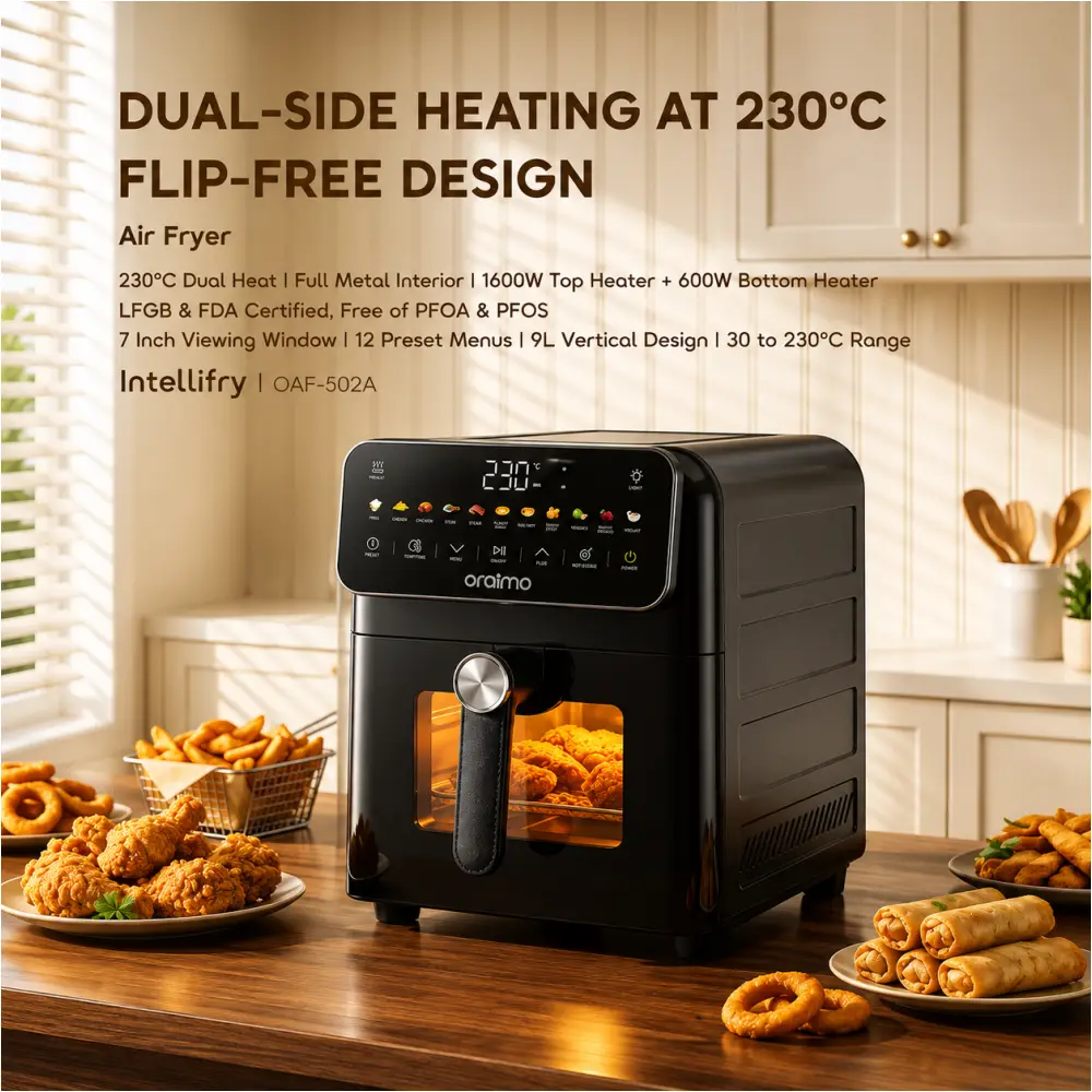 Oraimo Intellifry 9L 230°C Dual Side Flip-Free Air Fryer