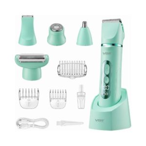 VGR V-763 5-in-1 women’s grooming kit in green with trimming attachments and accessories