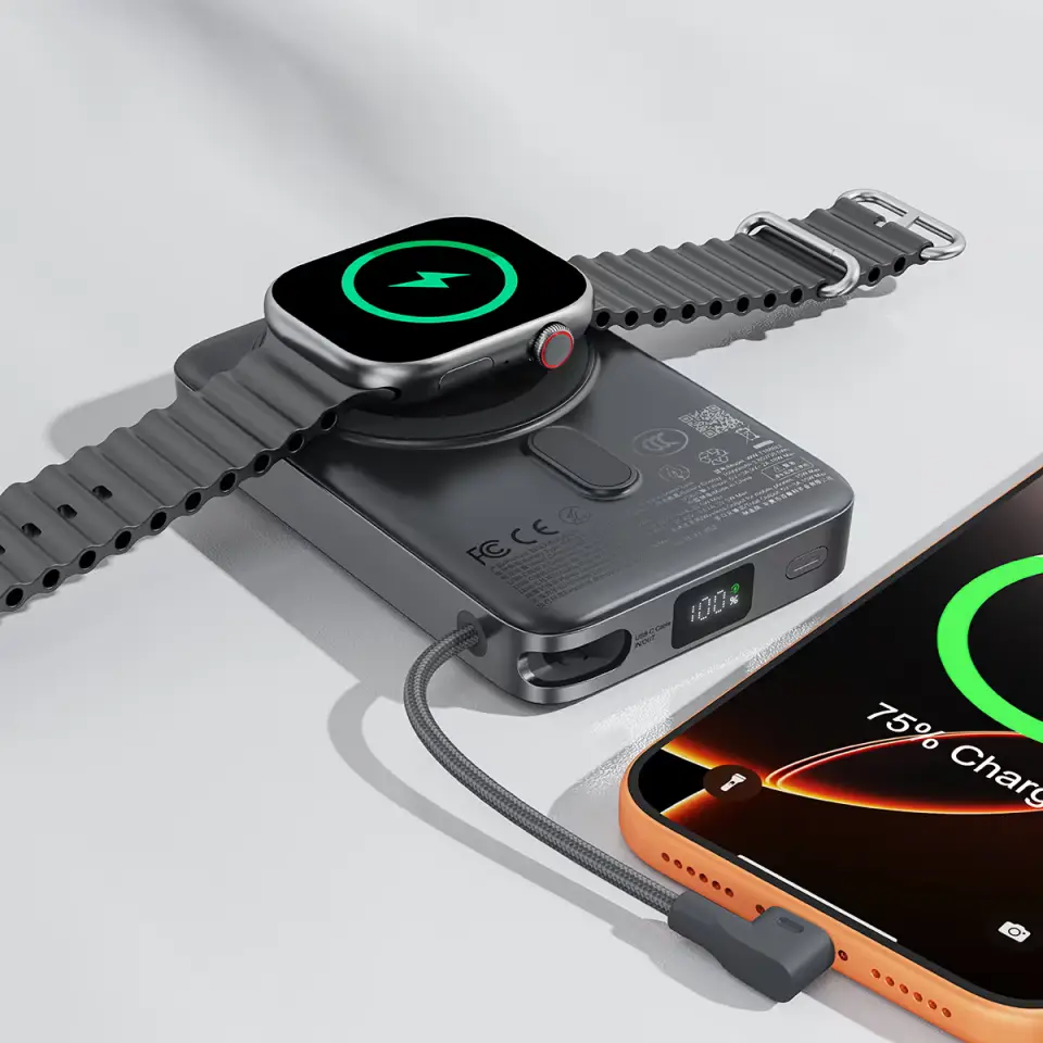 ACEFAST M40 10000mAh 22.5W Magnetic Wireless Power Bank ACEFAST M40 magnetic wireless power bank charging smartphone and smartwatch