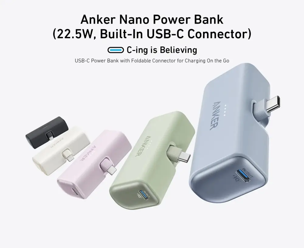 Anker Nano 5000mAh 22.5W Power Bank A1653 with Built-in USB-C Connector