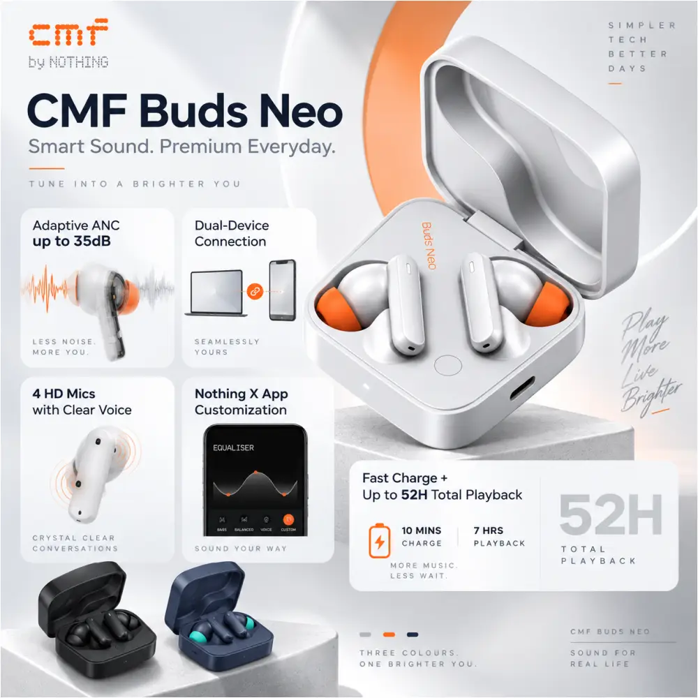 CMF Buds Neo True Wireless Earbuds with Adaptive ANC CMF Buds Neo True Wireless Earbuds with Adaptive ANC