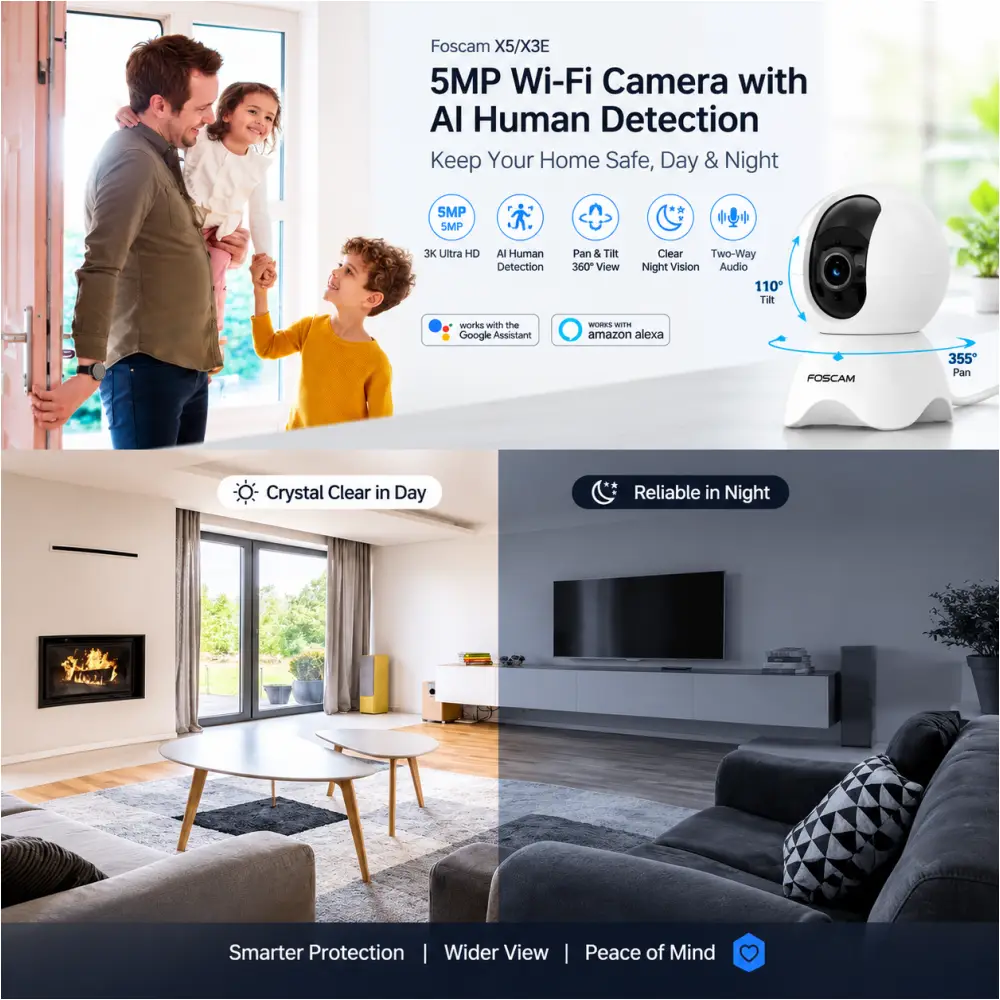 Foscam X5 Pan and Tilt WiFi IP Camera for Home Security