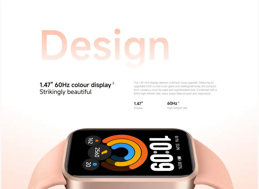 Xiaomi Smart Band 11 Active fitness tracker design, 1.47-inch display and textured strap