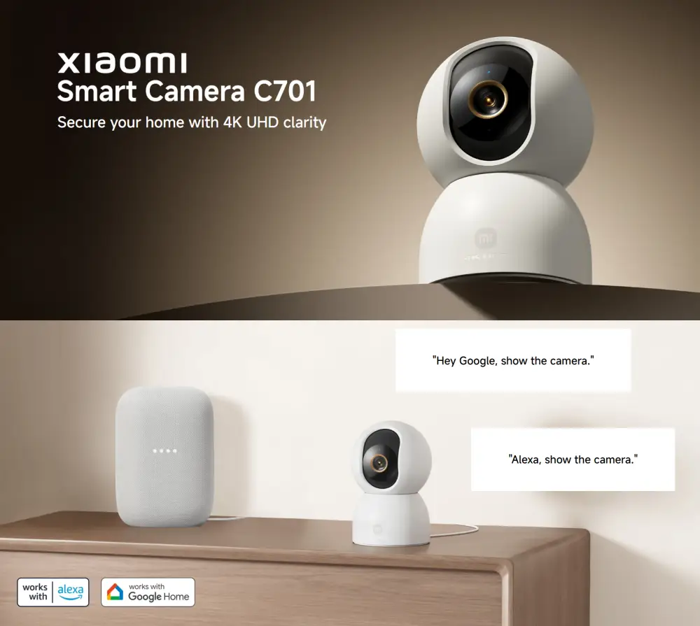 Xiaomi Smart Camera C701 with Google Assistant and Amazon Alexa support