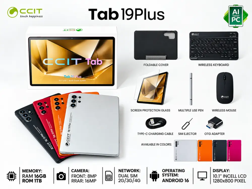 CCIT Tab 19 Plus 10.1 Inch Tablet with Keyboard Mouse Stylus and Accessories