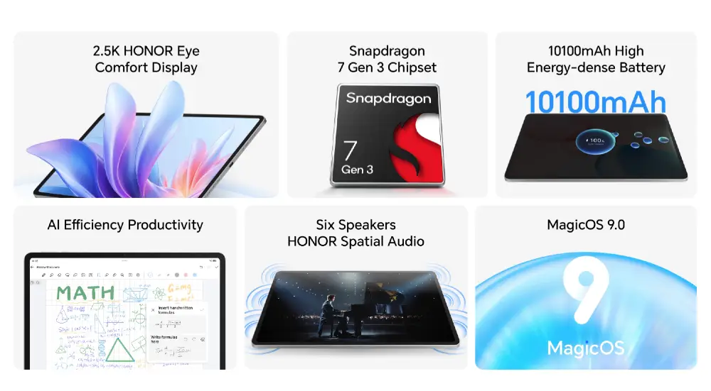 HONOR Pad 10 features with 2.5K display, Snapdragon 7 Gen 3 and 10100mAh battery
