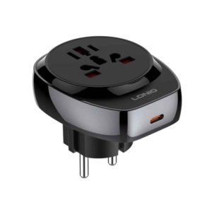 LDNIO Z10 Universal Travel Adapter Black with 20W USB-C Fast Charging