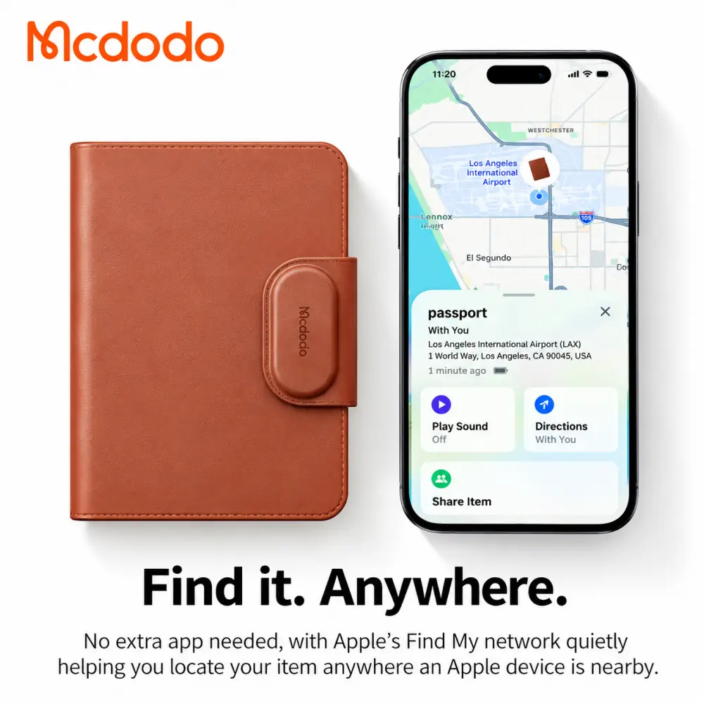 Mcdodo AT-418 Passport Holder with Find My Tracker
