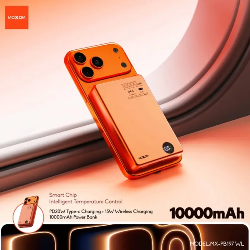 MOXOM MX-PB197 WL Wireless Power Bank 10000mAh 15W Magnetic Charging