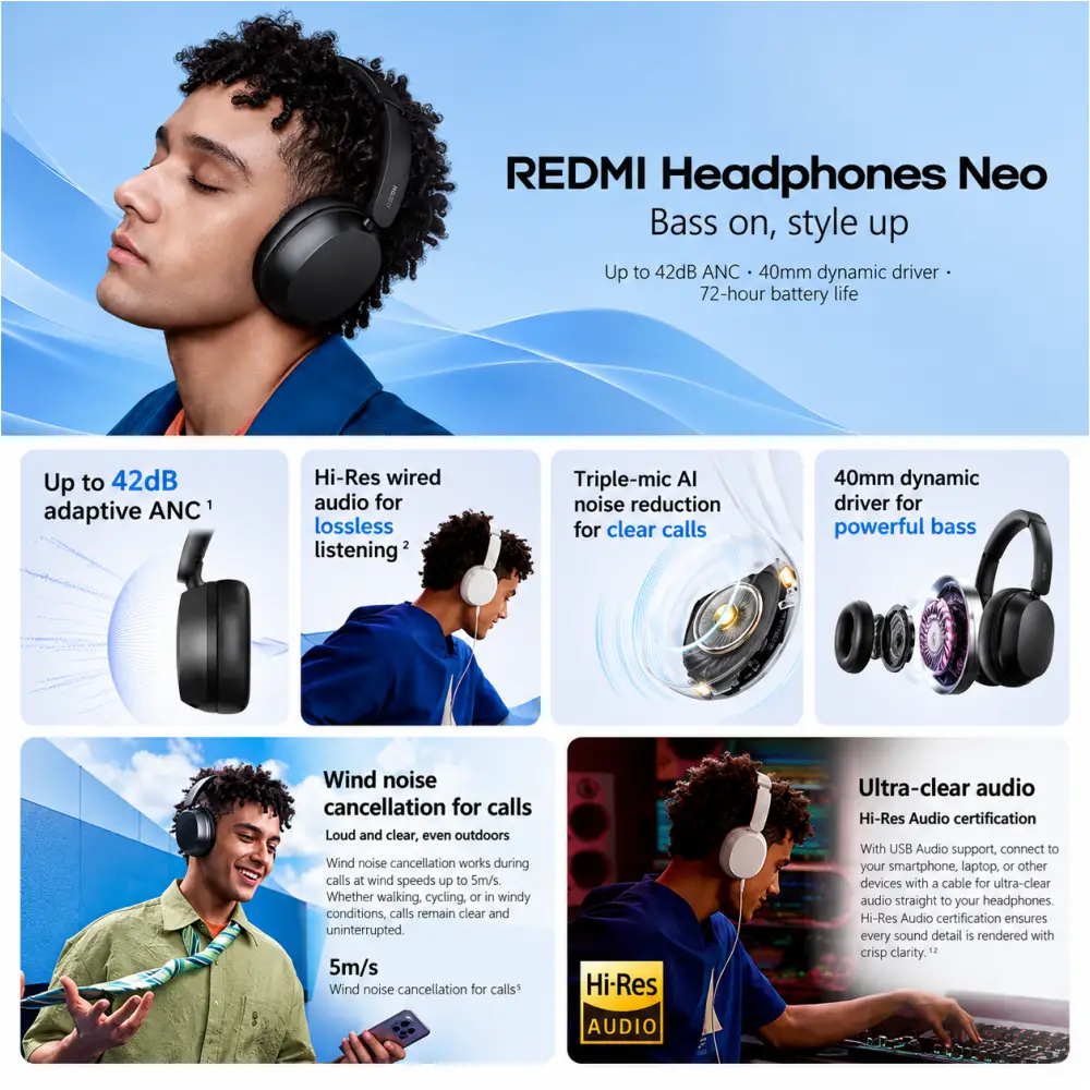 redmi headphones neo 42db active noise cancellation