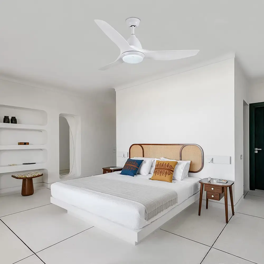 TCL 48 Inch Modern White Ceiling Fan with LED Light and Remote Control